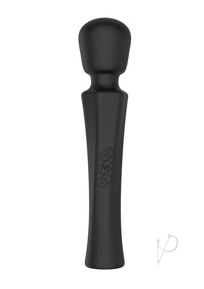 Pixey Aquamini Rechargeable Silicone Body Wand Black Edition in sleek black design.
