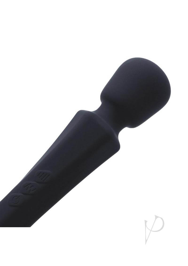 Pixey Aquamini Rechargeable Silicone Body Wand Black Edition sleek black design with silicone head and controls.