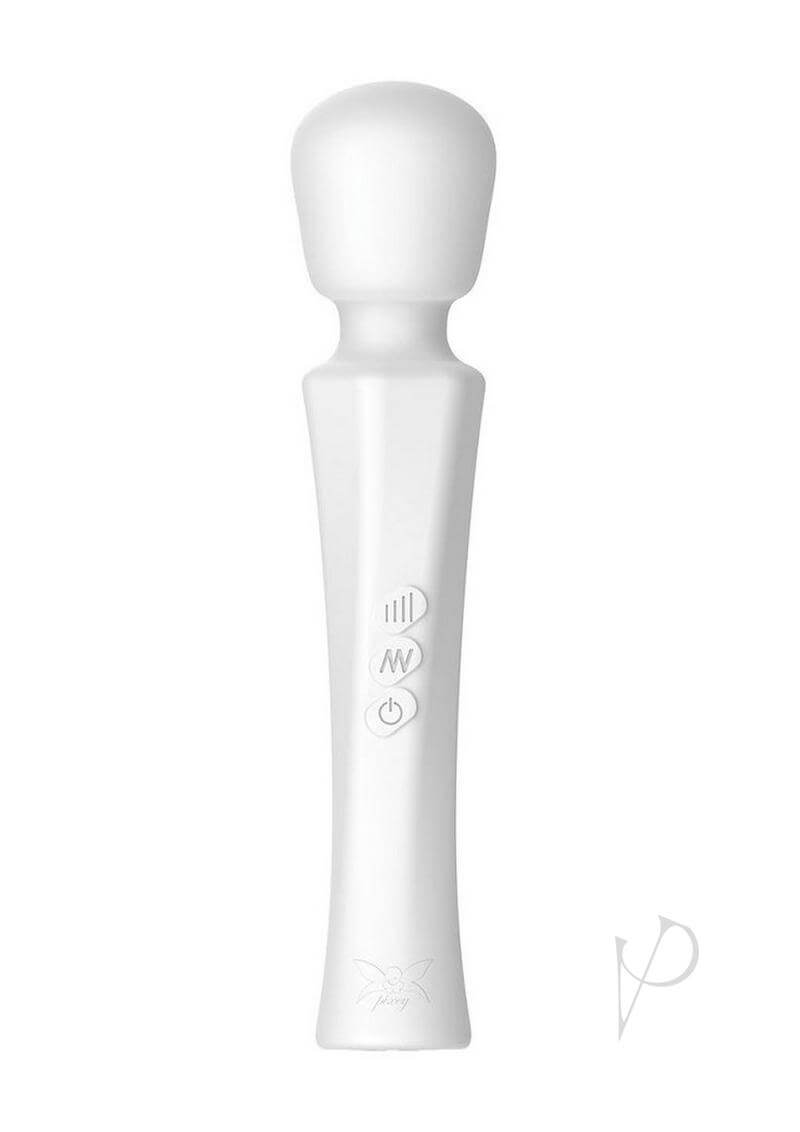 Pixey Aquamini Rechargeable Silicone Body Wand White Edition, powerful massager for ultimate pleasure and variable speed control.