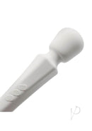 Pixey Aquamini Rechargeable Silicone Body Wand White Edition close-up view showing control buttons and design.