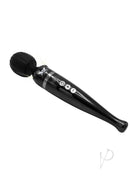 Pixey Deluxe Rechargeable Wand Black Chrome showing sleek design and controls for intense pleasure.
