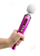 Pixey Deluxe Rechargeable Wand Pink Chrome held in hand, showcasing its sleek design and advanced controls.