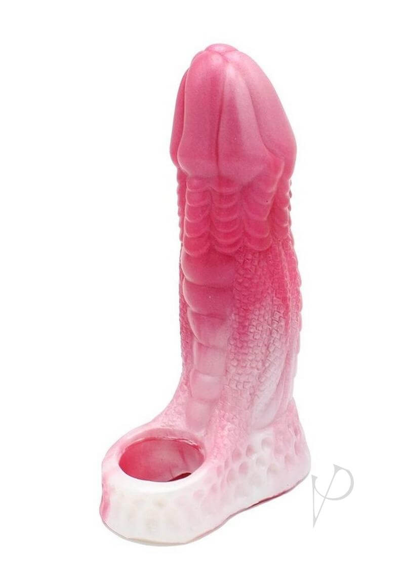 Monstar Beast Silicone Penis Sleeve Pink White, flexible and body-safe pleasure sleeve designed for intense stimulation.