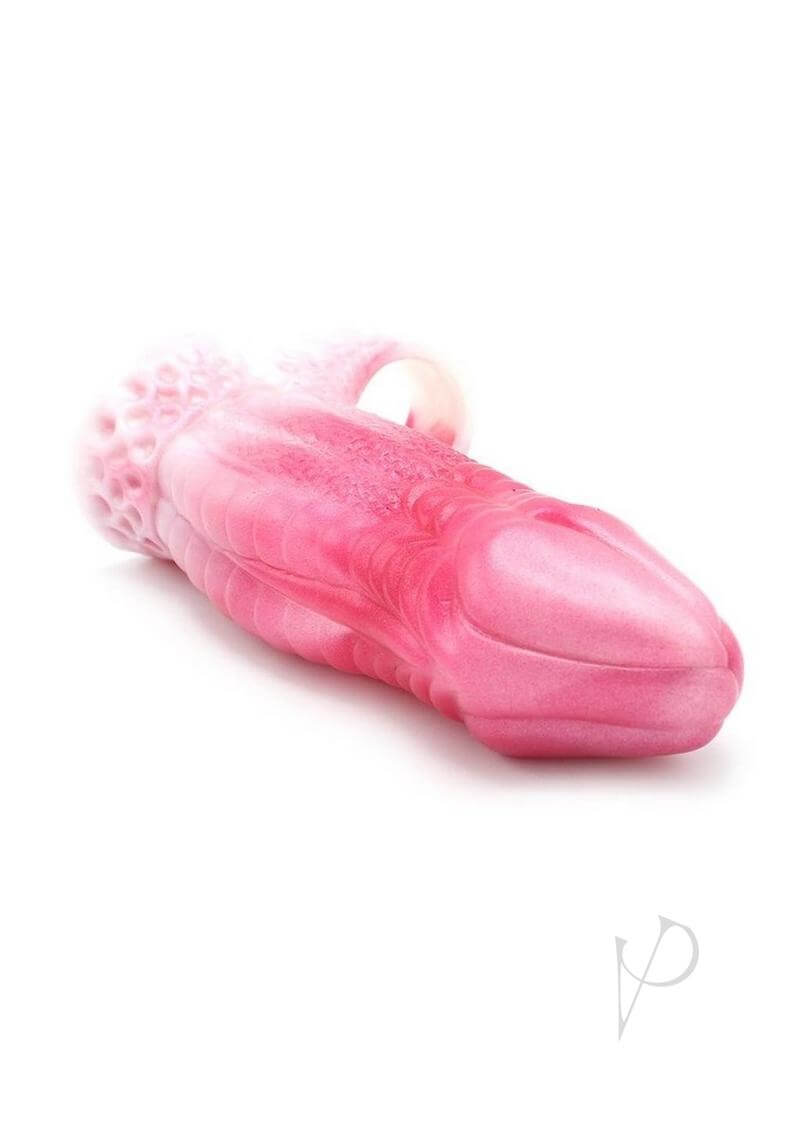 Monstar Beast Silicone Penis Sleeve Pink White showcasing its premium silicone design and realistic texture.
