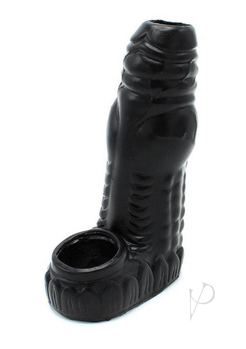 Monstar Beast Penis Silicone Sleeve 05 Black, black silicone enhancement sleeve designed for pleasure and durability.