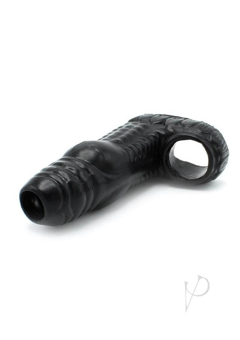 Monstar Beast Penis Silicone Sleeve 05 Black showcasing its textured design and ergonomic shape for enhanced pleasure.