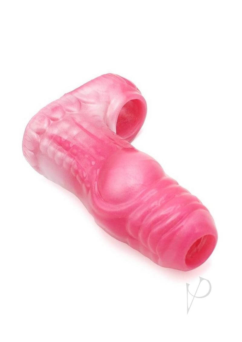 Monstar Beast Silicone Penis Sleeve 06 Pink White premium silicone enhancement toy in pink and white.