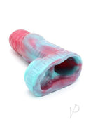 Monstar Beast Silicone Penis Sleeve 07 Pink Blue in vibrant pink and blue colors, showcasing its realistic texture.