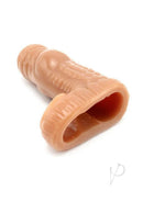 Monstar Beast Silicone Penis Sleeve 08 Vanilla with detailed texture and ball stretcher hole.