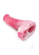 Monstar Beast Silicone Penis Sleeve 11 Pink White - premium silicone pleasure product with unique ball stretcher hole.