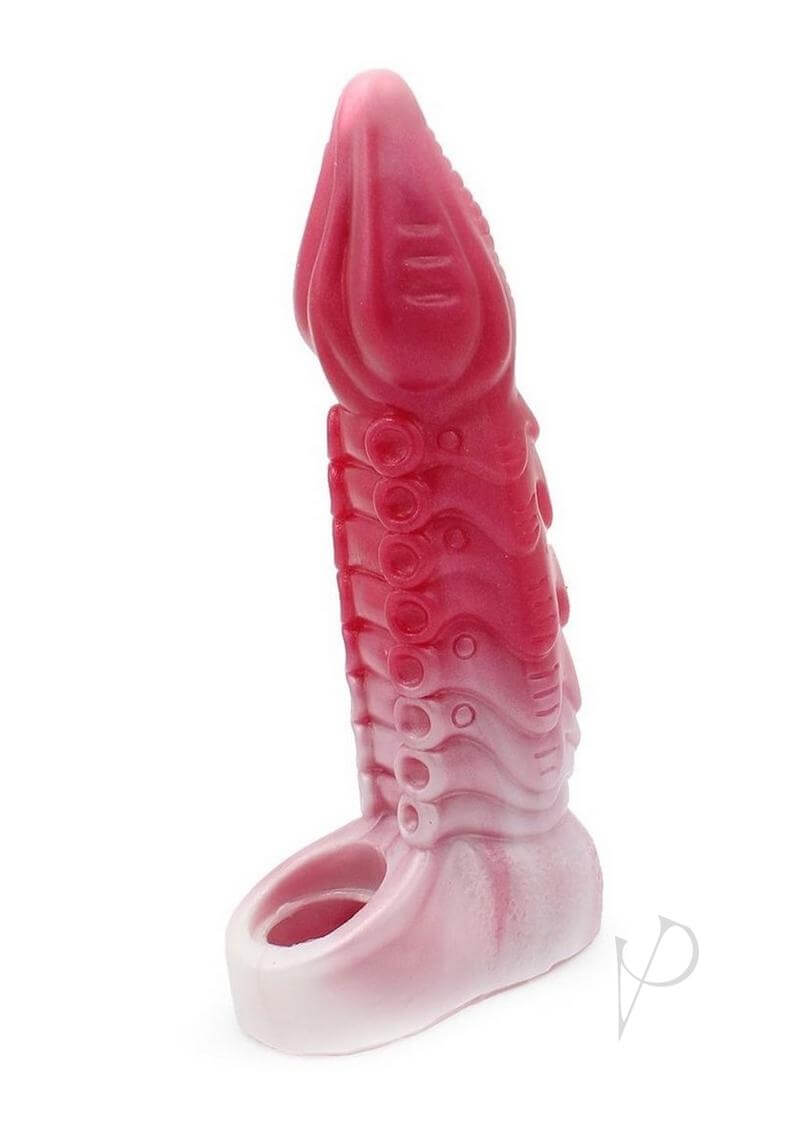 Monstar Beast Silicone Sleeve 10 Pink White enhancing pleasure toy in pink and white colors.