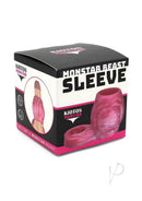 Monstar Beast Silicone Penis Sleeve 13 Pink White packaging showing design and features of the product.