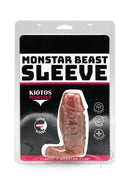 Monstar Beast Silicone Penis Sleeve Caramel packaging with label and product features shown.