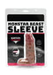 Monstar Beast Silicone Penis Sleeve 16 Caramel packaging, showing features and branding details.