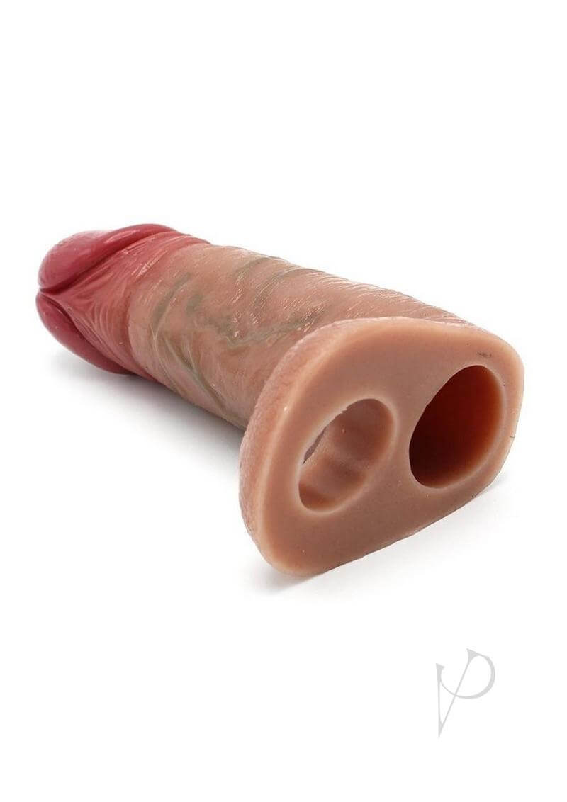 Monstar Beast Silicone Penis Sleeve 16 Caramel close-up view highlighting its realistic design and bold color.