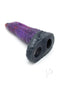 Monstar Beast Silicone Penis Sleeve Purple featuring a unique design with a ball stretcher hole for added stimulation.