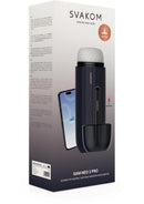 Svakom Sam Neo 2 Pro Silicone App Control Heating Masturbator in packaging with smartphone control feature.