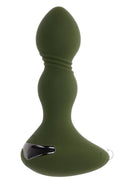 Evolved Lieutenant Rechargeable Silicone Anal Plug Green showcasing a tapered tip and flexible shaft for anal pleasure.