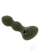 Evolved Lieutenant Rechargeable Silicone Anal Plug Green with tapered tip and textured shaft for anal pleasure.