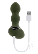 Evolved Lieutenant Rechargeable Silicone Anal Plug Green with USB charger for vibrant anal pleasure.