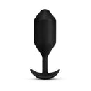 b-Vibe Vibrating Snug Plug 5 Weighted Anal Plug Black displayed from the front, showcasing its sleek design and ergonomic shape.