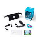b-Vibe Vibrating Snug & Tug Weighted Anal Plug with Cockring Medium kit including plug, charger, and guide.