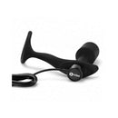 b-Vibe Vibrating Snug & Tug Weighted Anal Plug with Cockring Medium in black silicone with ergonomic design.