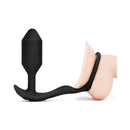 b-Vibe Vibrating Snug & Tug Weighted Anal Plug with Cockring Medium displayed on a skin tone background.