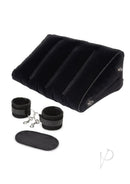 Lux Fetish Inflatable Position Wedge with Detachable Cuffs for enhanced intimate experiences and gentle restraint.