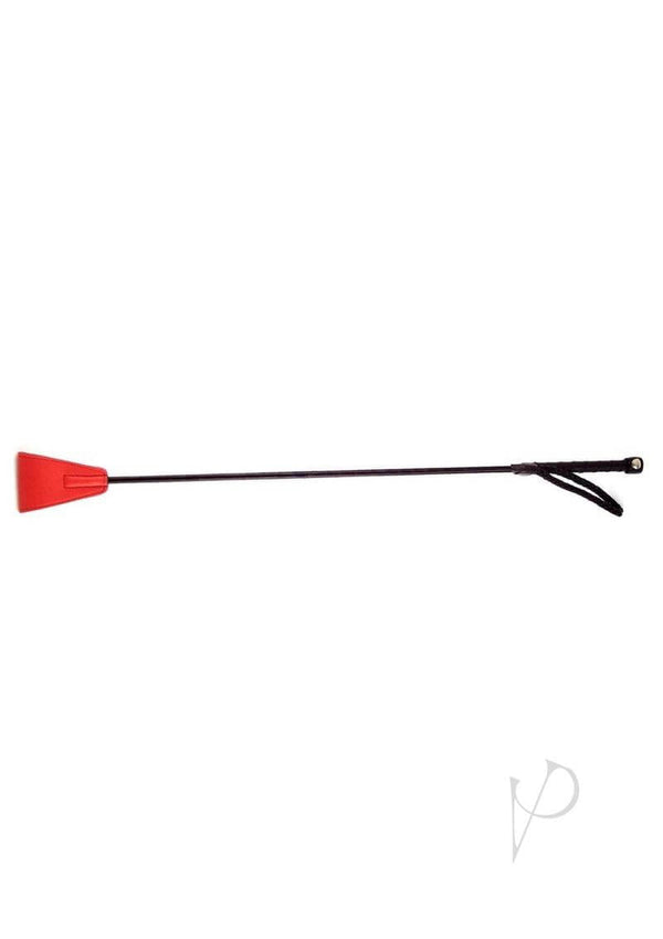 Fetish Play Riding Crop Vegan Leather Red, flexible shaft, perfect for precision impact play and teasing.