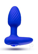 Oh My Gem Mystery Silicone Anal Plug Sapphire Blue displayed against a white background, featuring a sleek blue design.