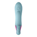 FemmeFunn Cora Thumping Dual Stimulation Vibrator Light Blue top view showcasing its sleek design and color.