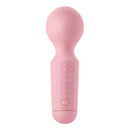 Luv Inc MW65 Mini Wand Flexible Silicone Vibrator Light Pink with a textured handle and rounded head.