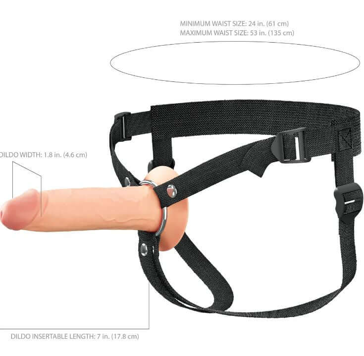 Silicone hollow strap-on with dual density design and adjustable harness for enhanced intimacy and comfort.