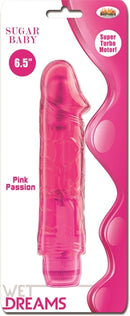 Wet Dreams Sugar Baby Pink Passion Realistic Vibrator in packaging showcasing its lifelike design and features.