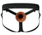 Brown Fantasy X-Tensions Elite 7" Hollow Silicone Strap-On with adjustable black harness.