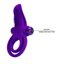 Pretty Love Vibrant Silicone Vibrating Penis Ring Purple showing vibration button and textured design for added stimulation.