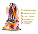 The Collection Burst Cotton Toy Storage Bag in vibrant design, crafted from 100% natural cotton, featuring drawstring closure.
