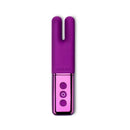 Le Wand Chrome Deux Rechargeable Mini Vibrator Dark Cherry with dual motors and bunny-ear design.