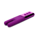 Le Wand Chrome Deux Rechargeable Mini Vibrator Dark Cherry with dual motors and sleek design.
