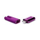 Le Wand Chrome Deux Rechargeable Mini Vibrator Dark Cherry in purple, showcasing dual motors and USB charging.