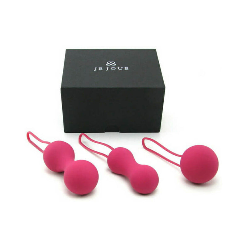 Je Joue Ami Silicone Kegel Set of 3 Fuchsia with three distinct weights and stylish packaging.