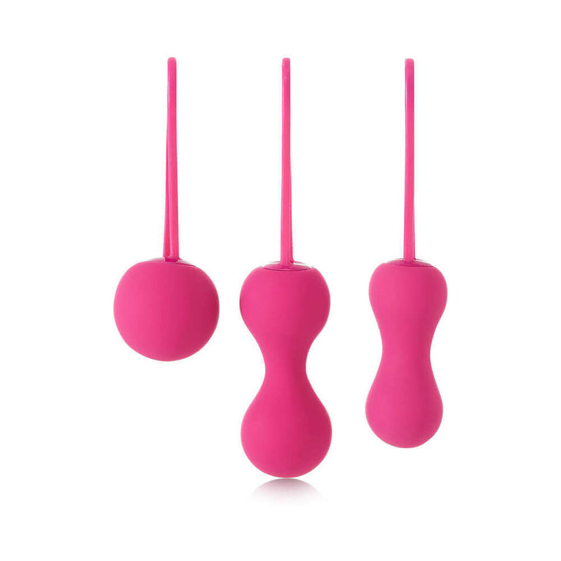 Je Joue Ami Silicone Kegel Set of 3 Fuchsia - colorful silicone Kegel weights for pelvic floor training.