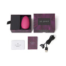 Je Joue Mimi Soft Silicone Clitoral Vibrator Fuchsia in packaging with accessories and charging cable.