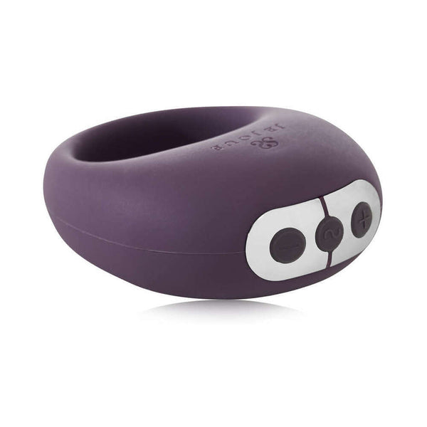 Je Joue Mio Rechargeable Vibrating Silicone Cock Ring Purple side view with control buttons