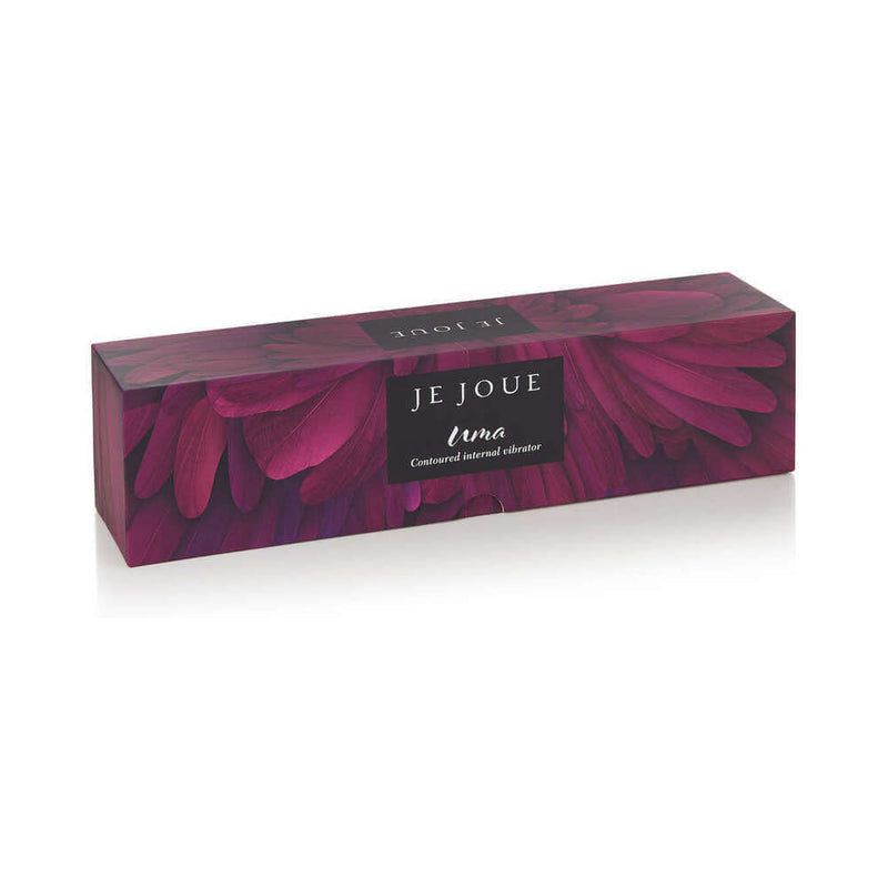 Je Joue Uma G-Spot Vibrator Purple elegant packaging with floral design, showcasing luxury intimate product.