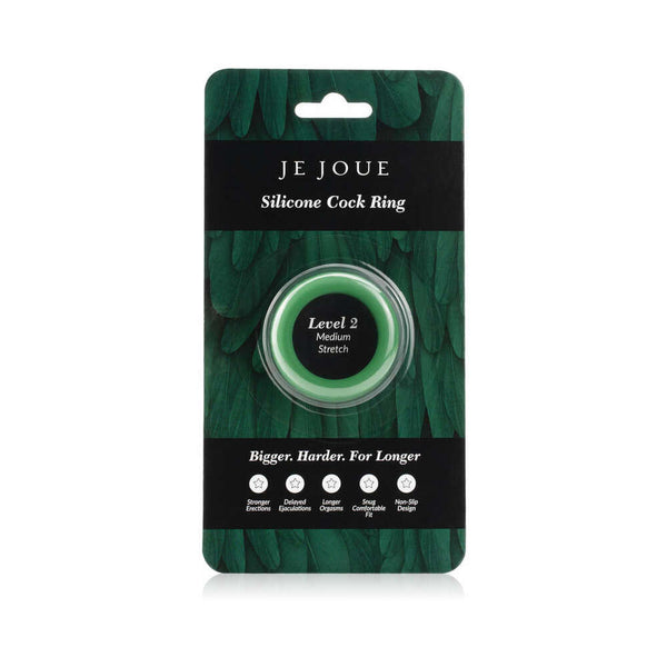 Je Joue Silicone Ring Medium Stretch Green packaging design showcasing the premium silicone cock ring.
