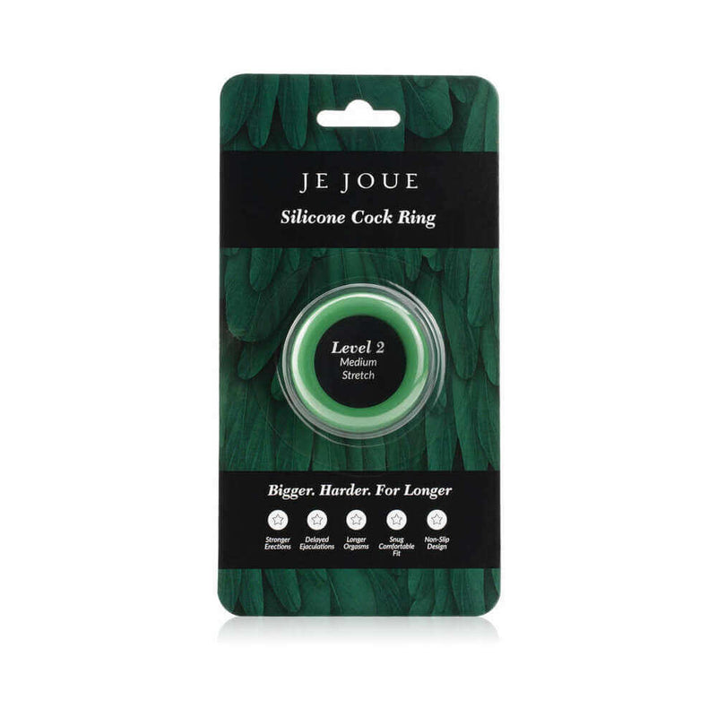 Je Joue Silicone Ring Medium Stretch Green packaging design showcasing the premium silicone cock ring.