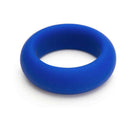 Je Joue Silicone Ring Minimum Stretch Blue displayed on a white background, showcasing its durable and soft silicone design.
