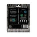 Je Joue Silicone Cock Ring 3-Piece Set Black Green Blue packaging with different ring colors and usage suggestions.